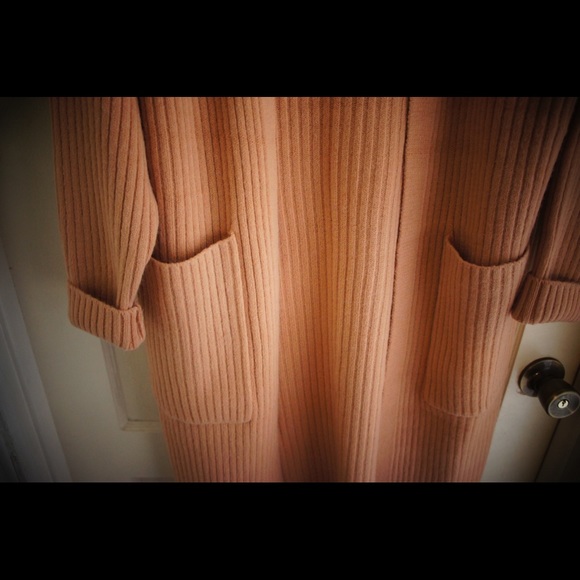 Coin 1804 Peachy Blush Rib Knit Long Cardigan - Picture 6 of 8